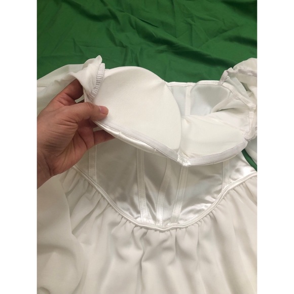 Chiffon Bubble Sleeve Bustier Corset Mini Dress - Picture 9 of 11